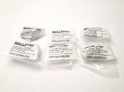 New Lot of 6 Kurt J lesker QF16-050-SS Short Weld Stub Flange for QF16 1/2" Tube