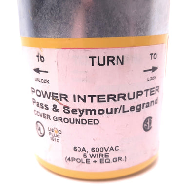 New Pass & Seymour 26526 Power Interrupting Plug 600VAC, 60A, 4 Pole, 5 Wire