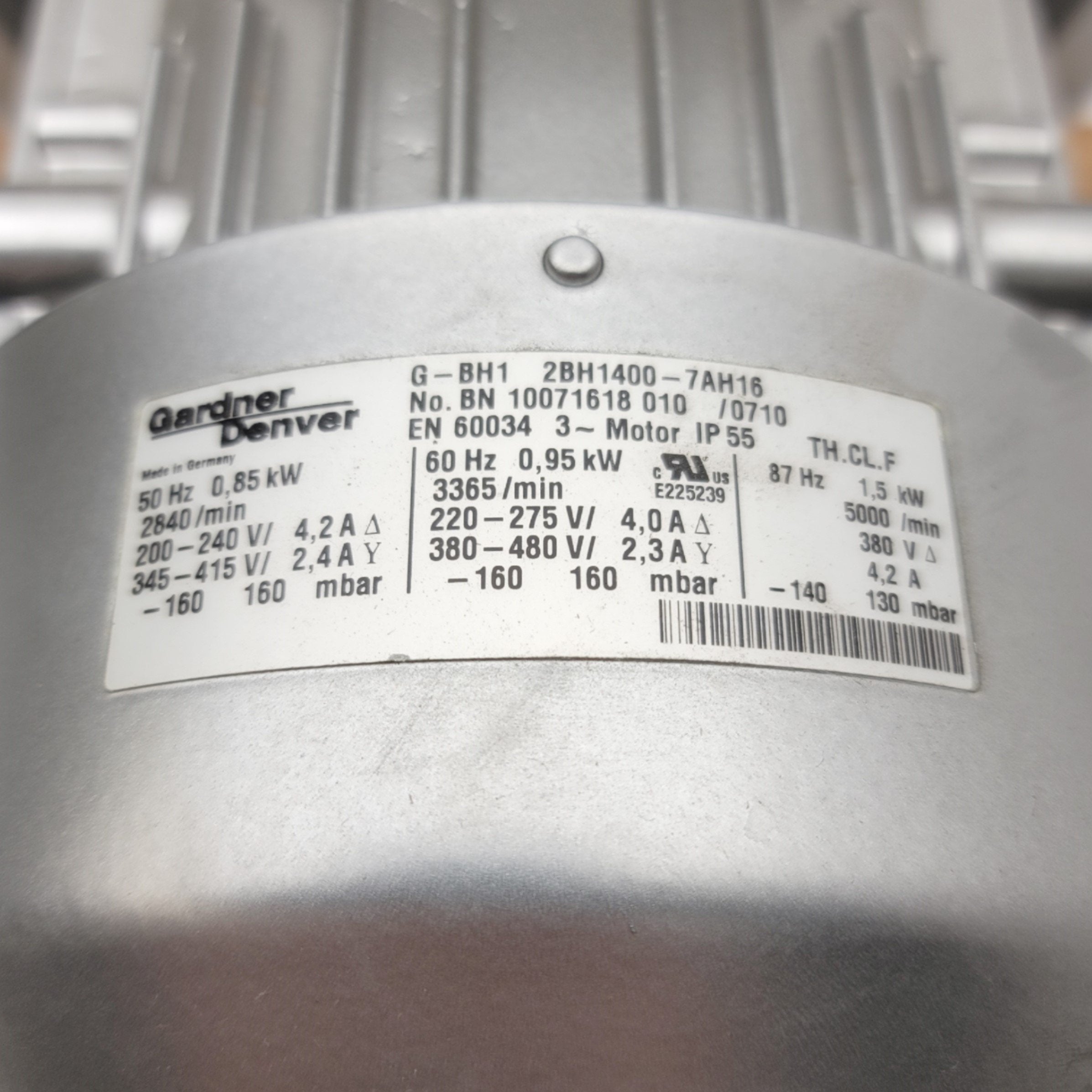 Gardner Denver G-BH1 2BH1400-7AH16 Side Channel Vacuum Pump 220