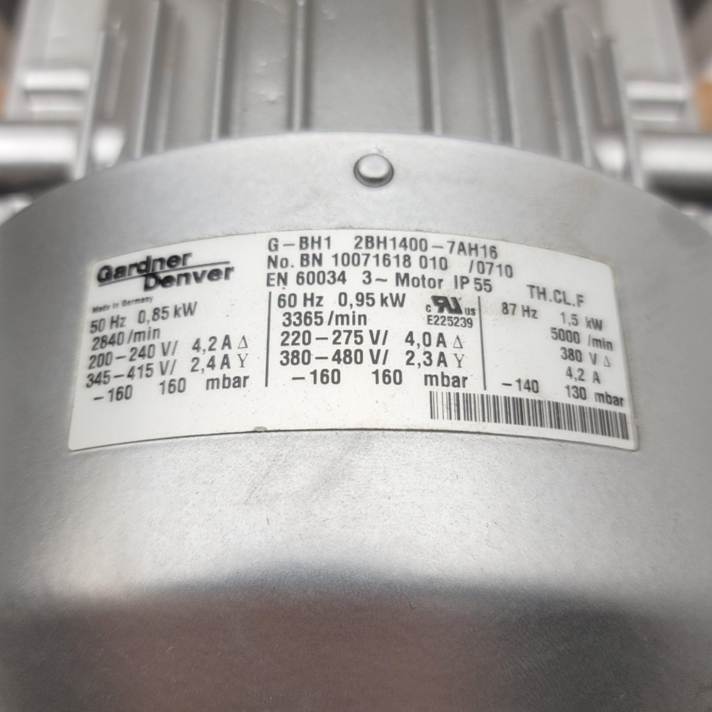 New Gardner Denver G-BH1 2BH1400-7AH16 Side Channel Vacuum Pump 220-480VAC -64inH2O