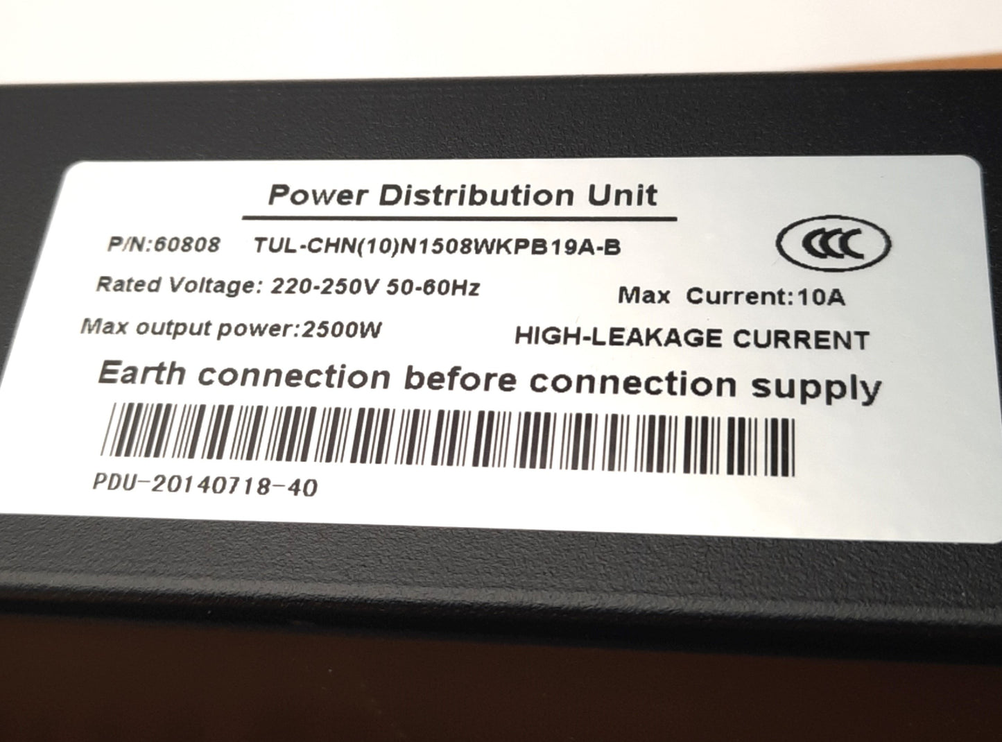 New International Configurations 60808 Power Distribution Unit 250v 10A, 19" x 1.25"