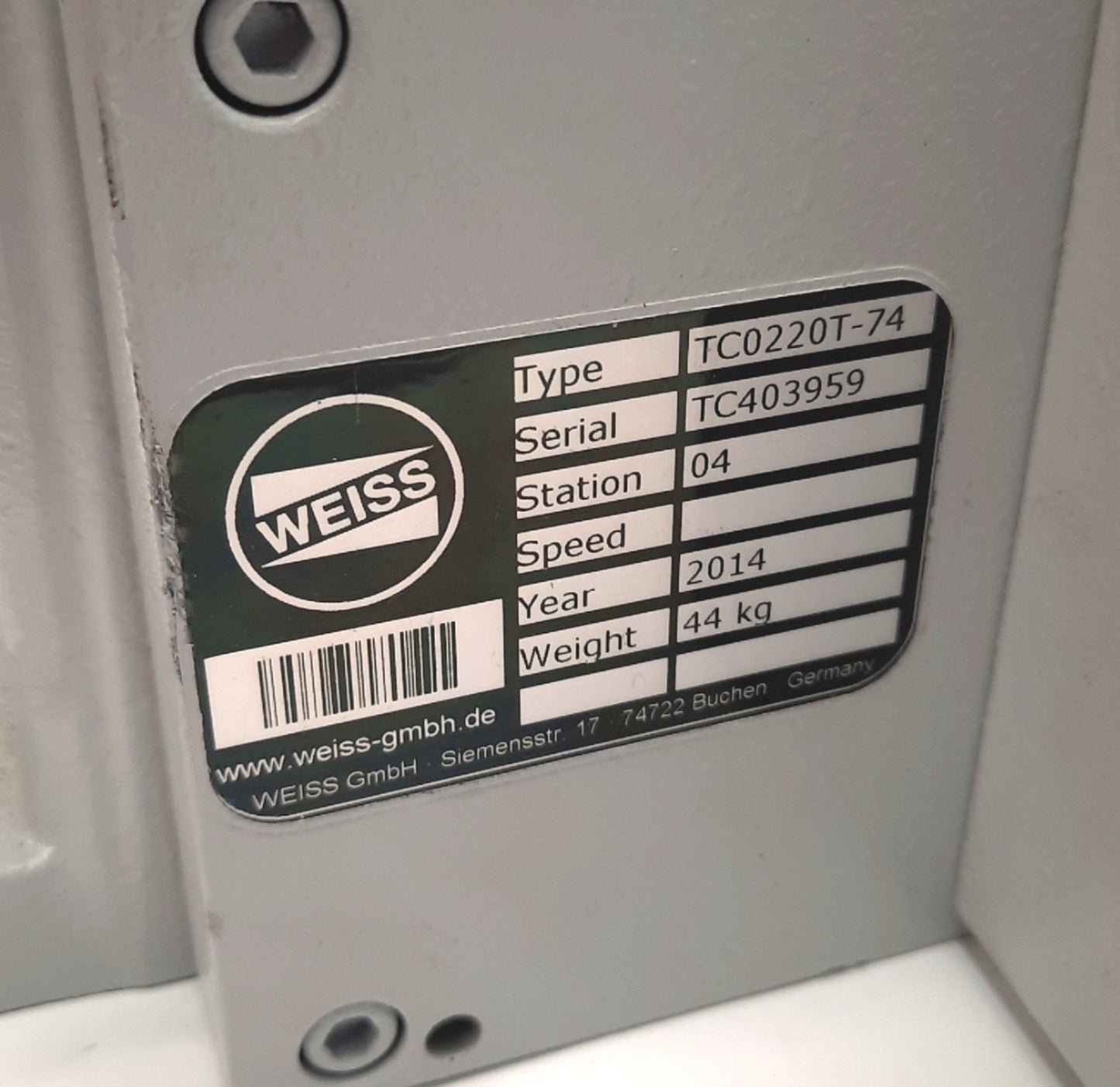 Used Weiss TC0220T-74 Rotary Indexing Table 220mm Flange, 63/71 Motor, 145 Nm