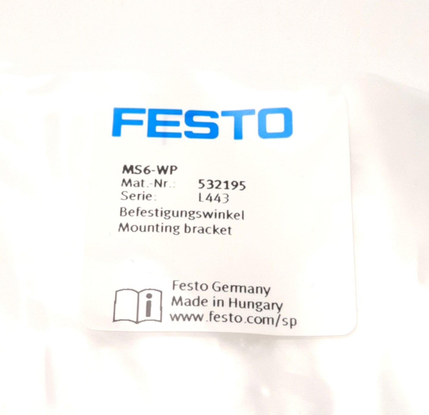 New Festo MS6-WP 532195 Mounting Bracket Size 6, Series MS, Aluminum