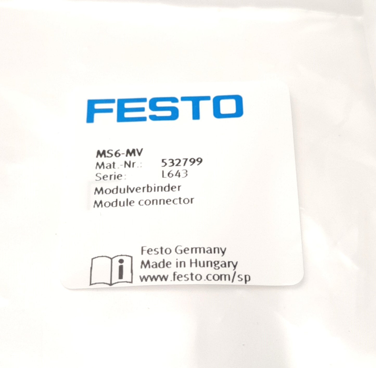 New Lot of 4 Festo MS6-MV 532799 MS6-MV1 Module Connector MS Series, Size 6