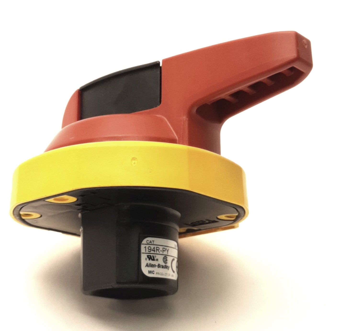 New – Open box Allen Bradley 194R-PY Disconnect Switch Rotary Handle Padlockable, Red/Yellow