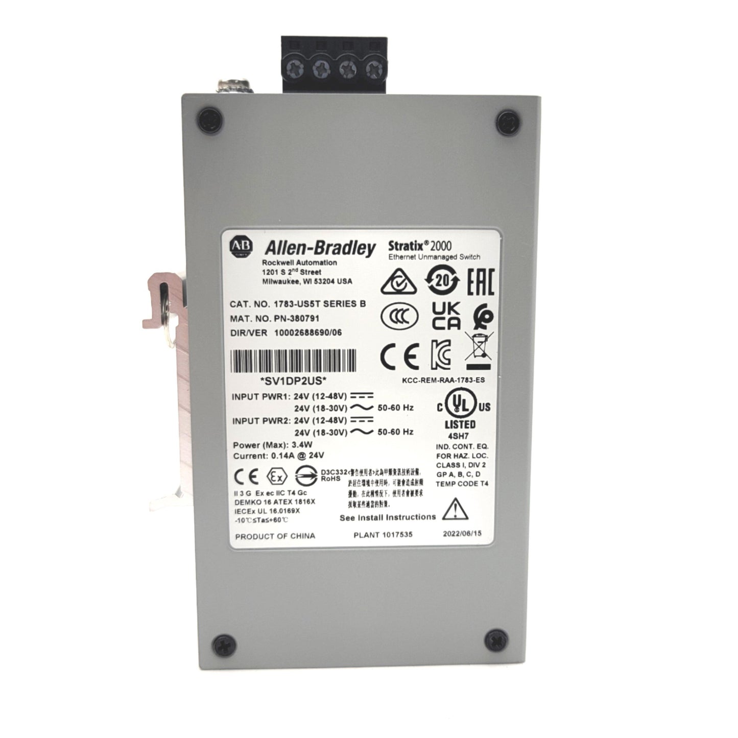 New – Open box Allen Bradley 1783-US5T Ser B Stratix 2000 Unmanaged EtherNet Switch 5-Port RJ45