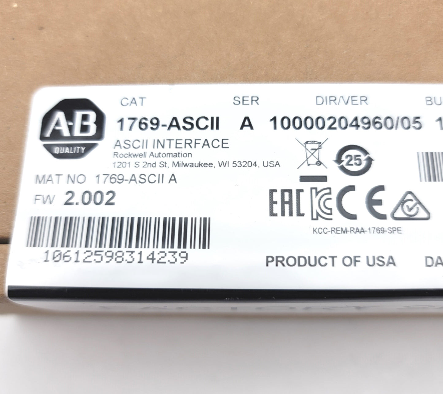 New Allen Bradley 1769-ASCII Ser A FW 2.002 CompactLogix ASCII Interface Module