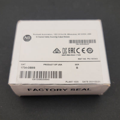 New Allen Bradley 1734-OB8S Ser B DC Safety Output Module, 8 Points, Output: 24VDC