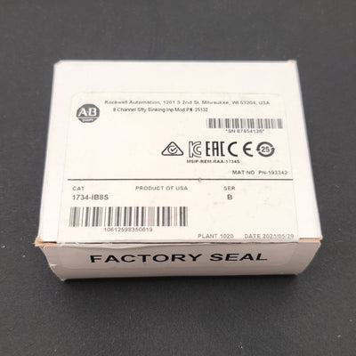 New – Open box Allen Bradley 1734-IB8S Ser B POINT Guard I/O Digital Safety Input Module, 24VDC