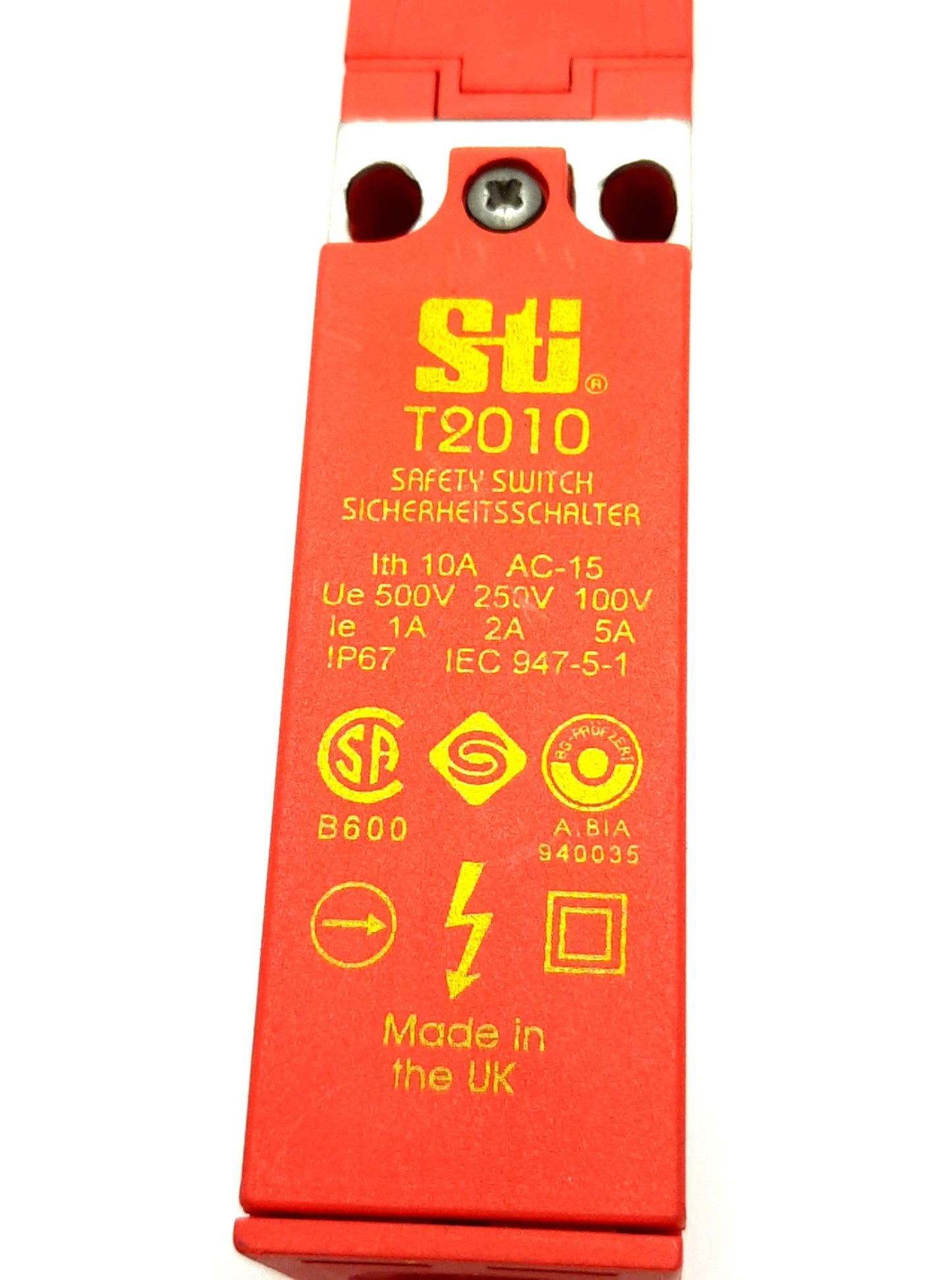Used Omron 44513-0020 STI T2010 Safety Interlock Switch w/ Key 250v AC 2A, 1NO&NC M16