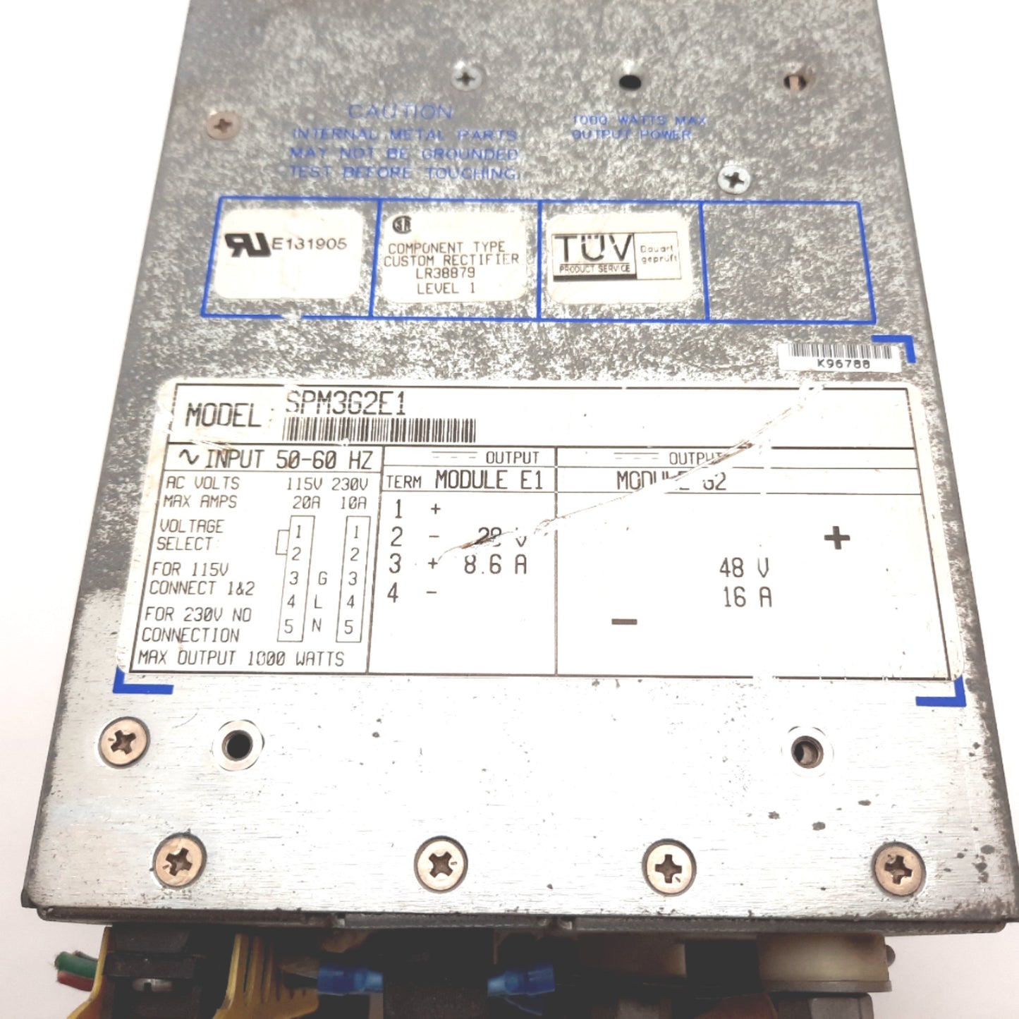 Used Power-One SPM3G2E1 Power Supply, Input: 115/230VAC, Output: 28VDC/48VDC 1000W