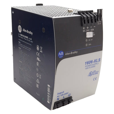 Used Allen Bradley 1606-XLS480E Power Supply, In: 100-240VAC, Out: 24-28VDC 20A, 480W