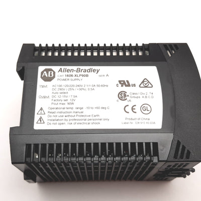 Used Allen Bradley 1606-XLP90B Power Supply, In 100-120/220-240VAC, Out 12-15VDC 90W