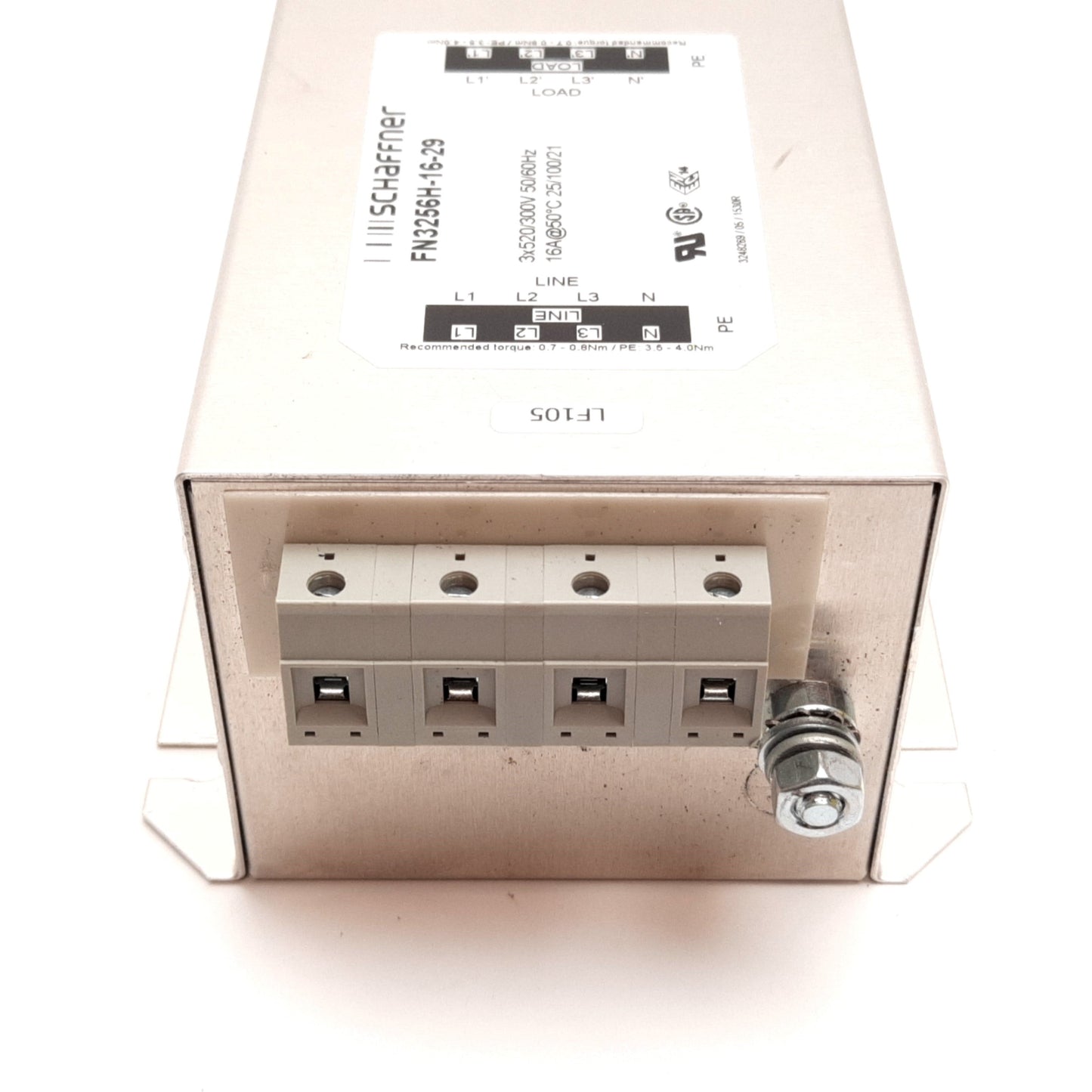 Used Schaffner FN3256H-16-29 Power Line Filter, 3-Phase, 520-300V 50/60Hz 16A
