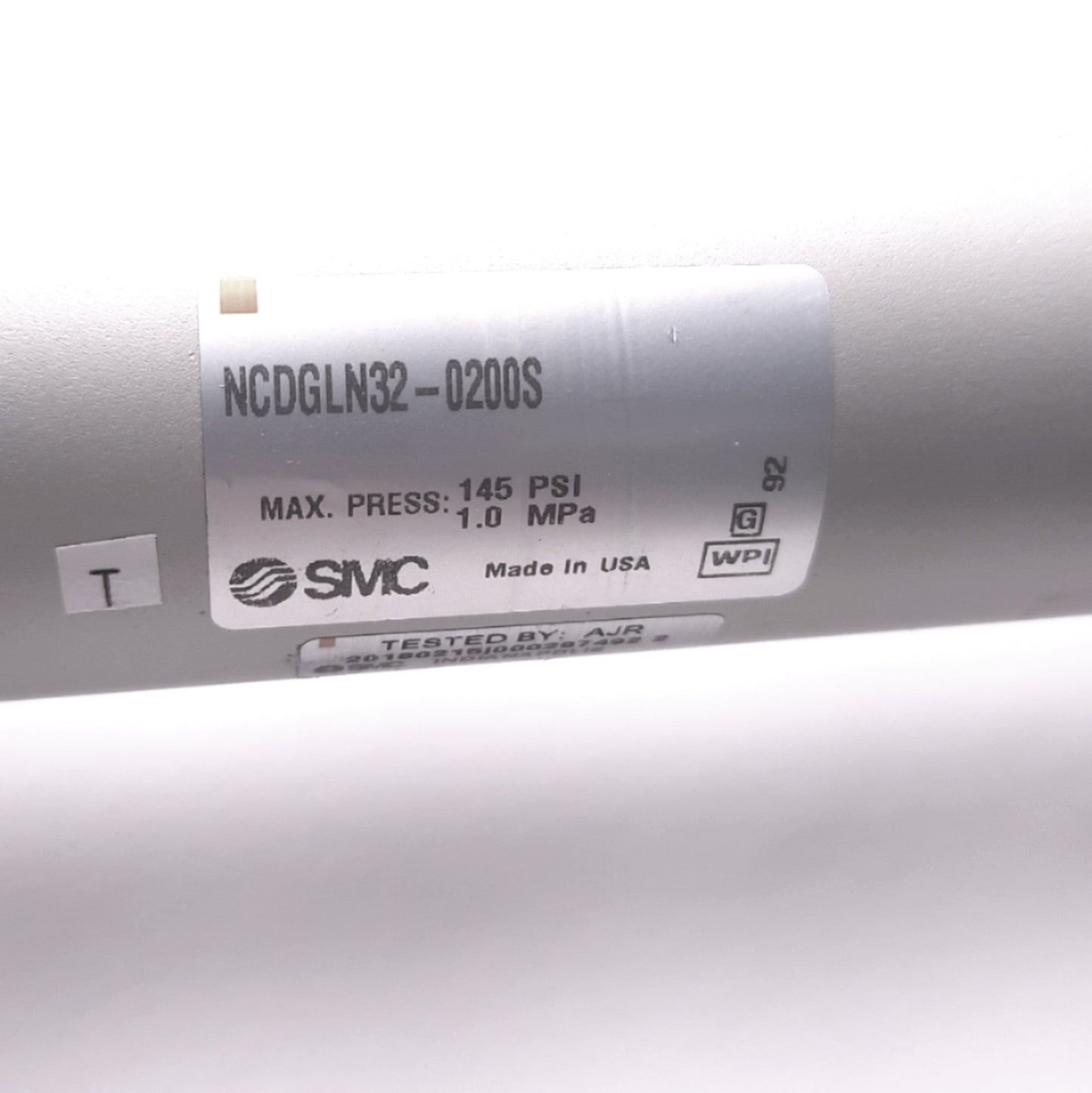 Used SMC NCDGLN32-0200S Pneumatic Cylinder Actuator Bore: 32mm, Stroke: 2" PSI: 145
