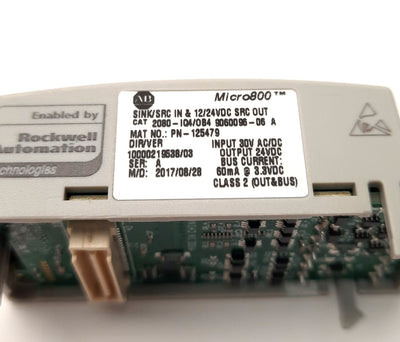 Used Allen-Bradley 2080-IQ4OB4 Micro800 Combo Plug-In Module 4 In/Outputs, 24v DC 3mA