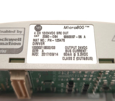 Used Allen-Bradley 2080-OB4 Micro800 Plug-In Module 4-Point, 12/24v DC Source Output