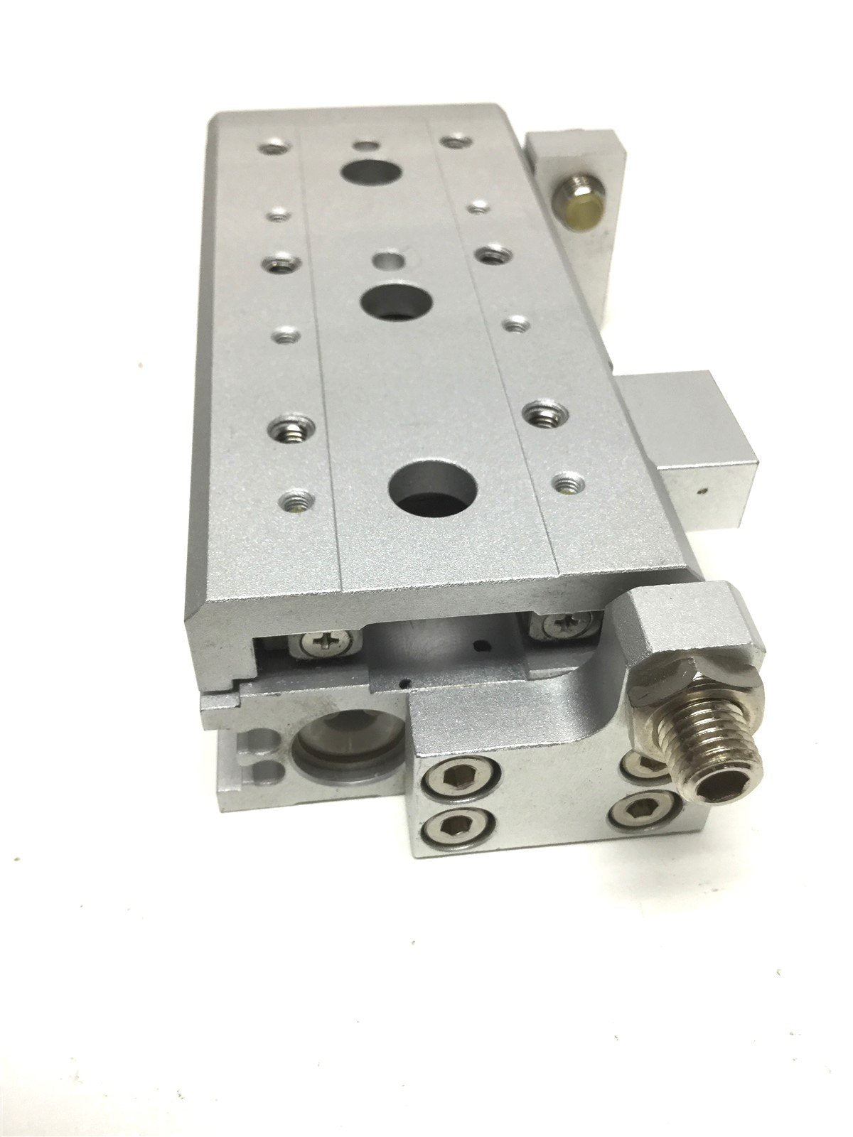Used SMC MXS12-50A Compact Air Slide Table Dual Rod Bore:12mm, Stroke:50mm Adjustable