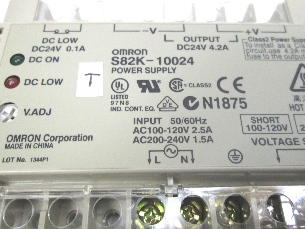 Used Omron S82K-10024 Power Supply In: 100-240VAC Out: 24VDC 4.2A 100W