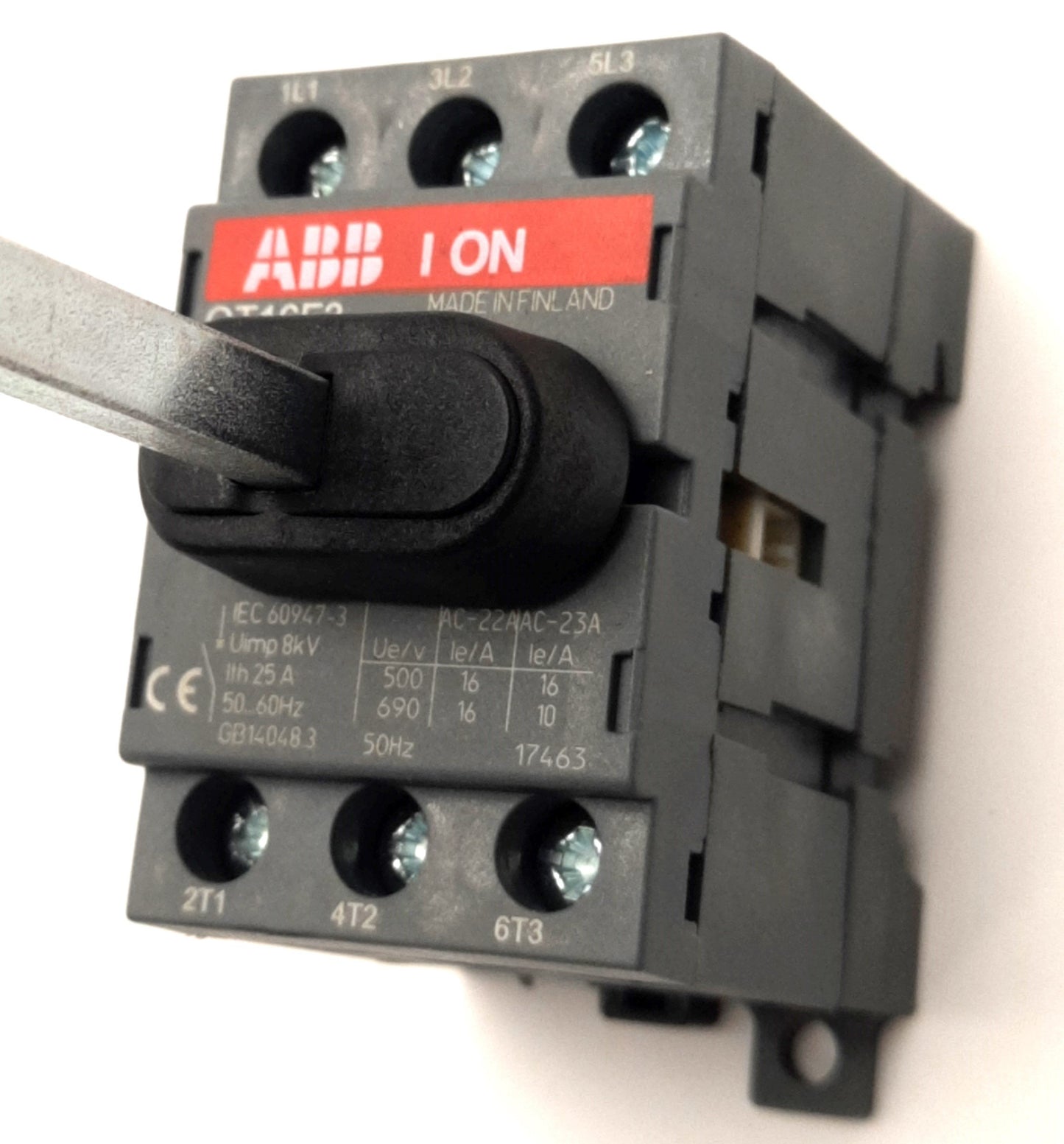 Used Lot of 2 ABB OT16F3 Disconnect Switch with 5" Shaft 20A 600V 10HP, 3-Pole
