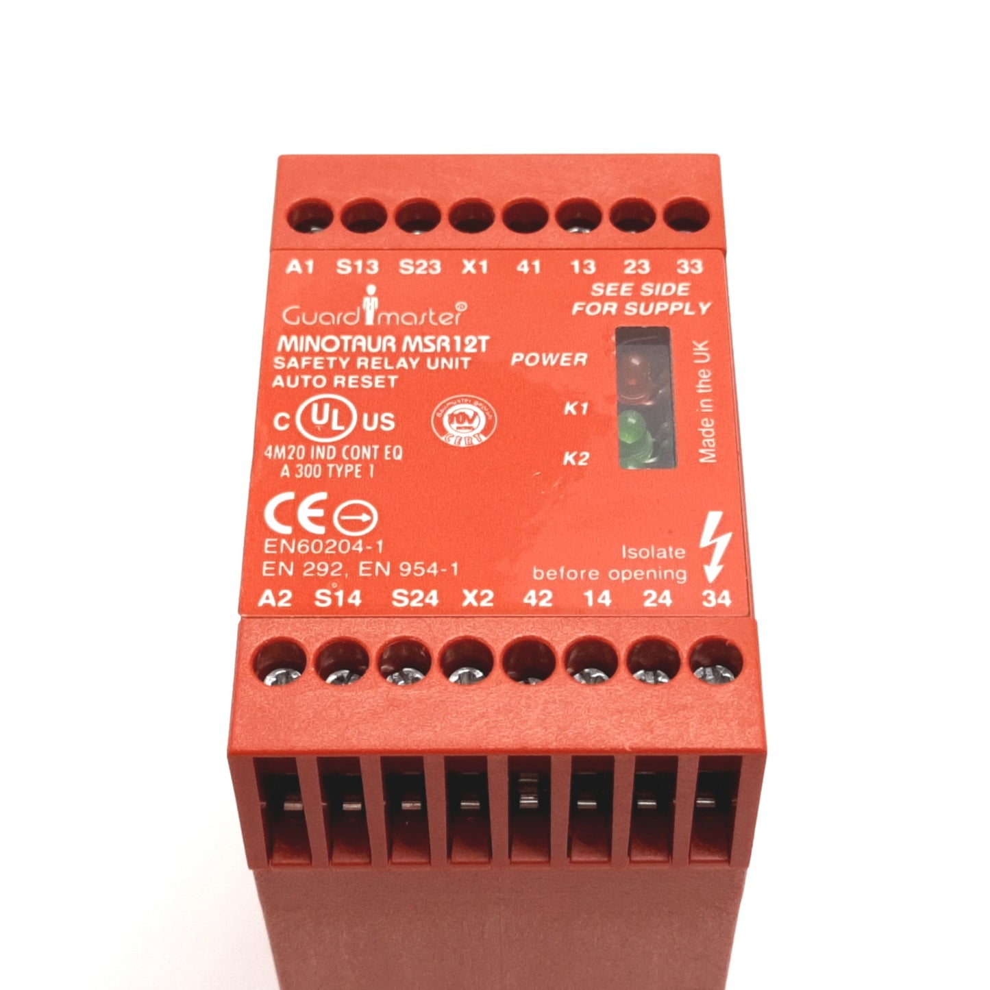 Used Allen Bradley 440R-K23041 Minotaur MSR12T Safety Relay, 24VAC/DC, 2x N/C Inputs