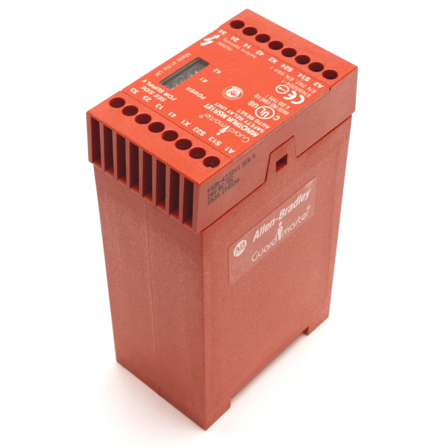 Used Allen Bradley 440R-K23041 Minotaur MSR12T Safety Relay, 24VAC/DC, 2x N/C Inputs