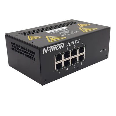 Used Red Lion N-Tron 708TX Managed Industrial Ethernet Switch, 8-Port, 10-30VDC 0.25A
