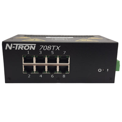 Used Red Lion N-Tron 708TX Managed Industrial Ethernet Switch, 8-Port, 10-30VDC 0.25A