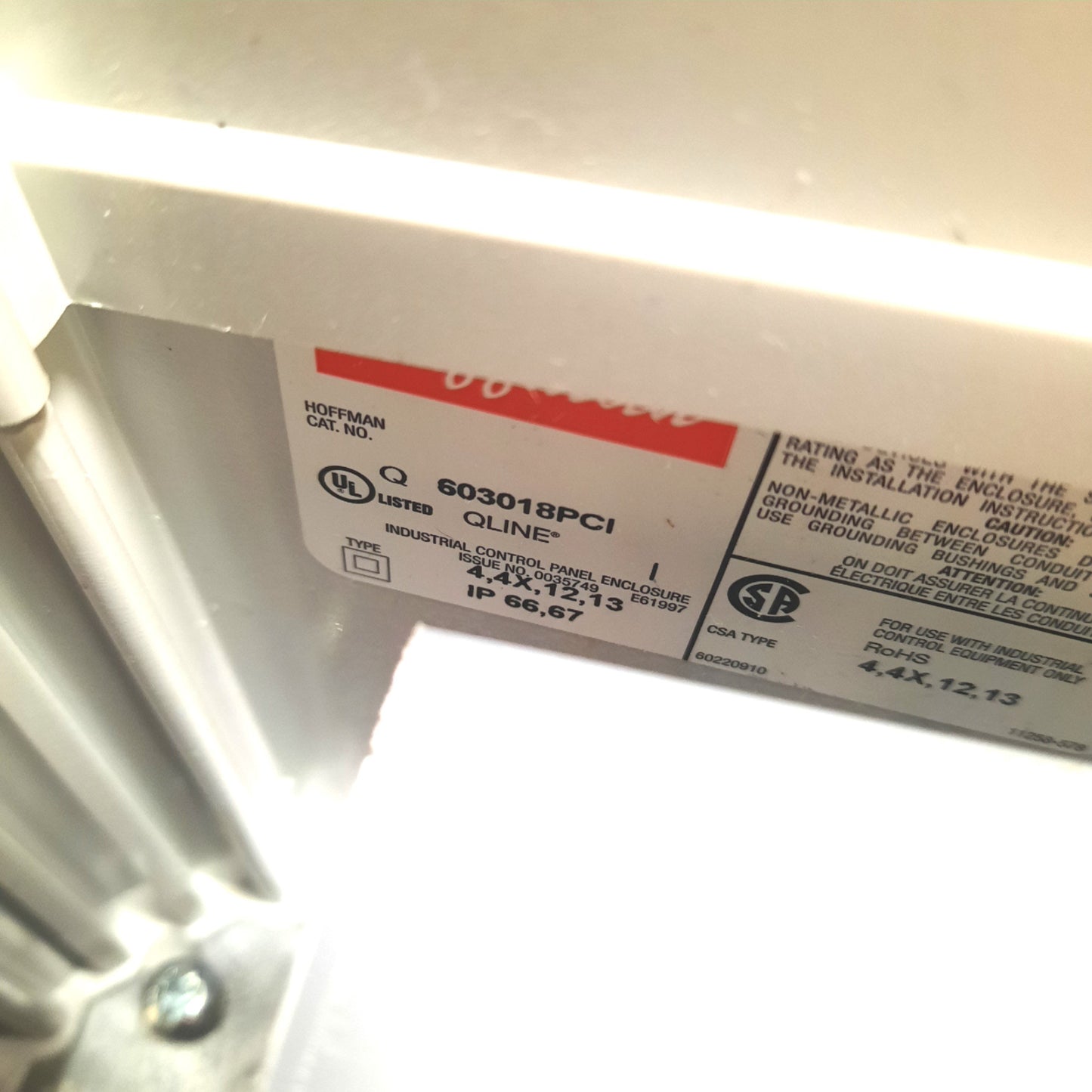 Used Hoffman Q603018PCI Electrical Enclosure Dimensions: 23.15" x 11.34" x 7.5"