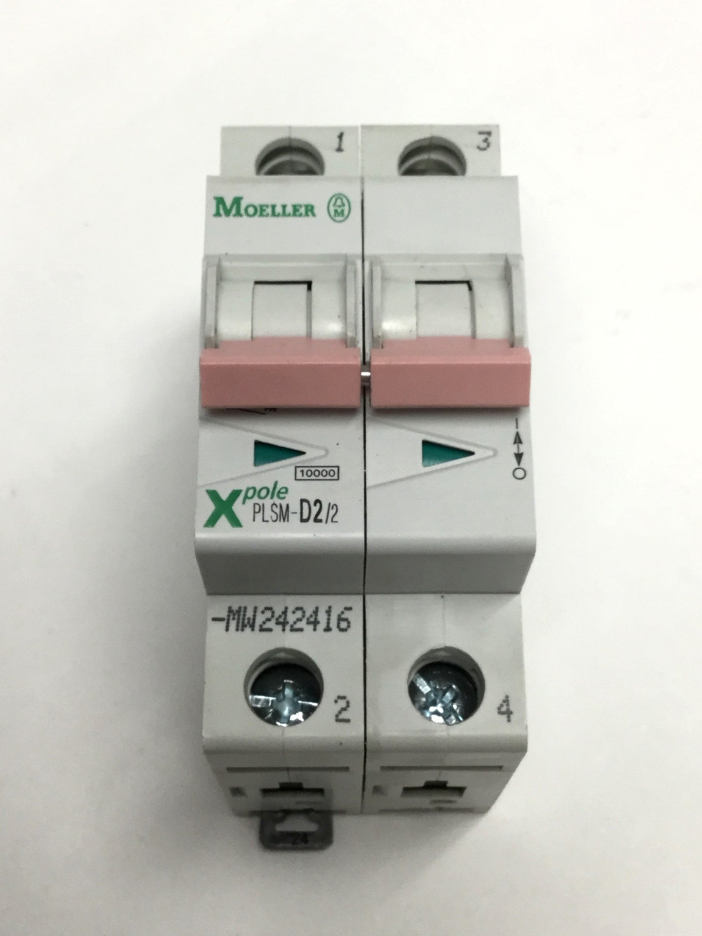 Used Moeller PLSM-D2/2 Xpole Mini Circuit Breaker 2-Pole, 2A, 400VAC, D-Curve Trip