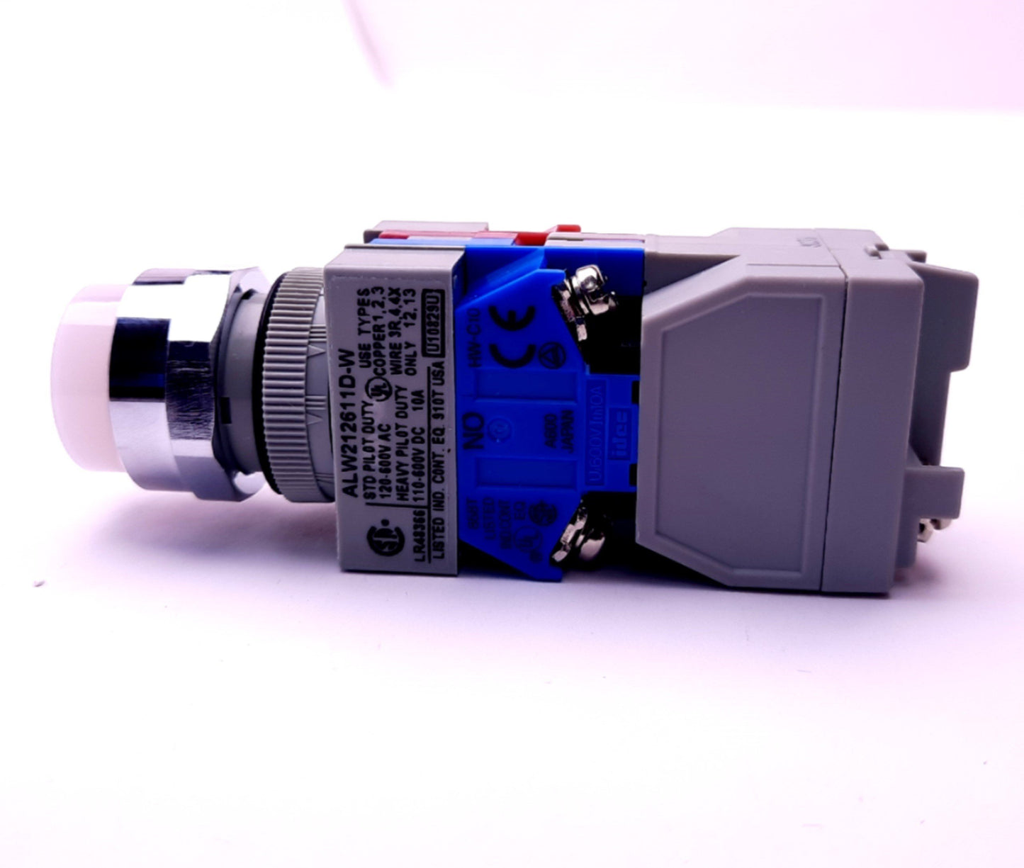 New Idec ALW212611D-W Momentary Push Button 600VAC/VDC 10A, LED, White, 1 NO, 1 NC