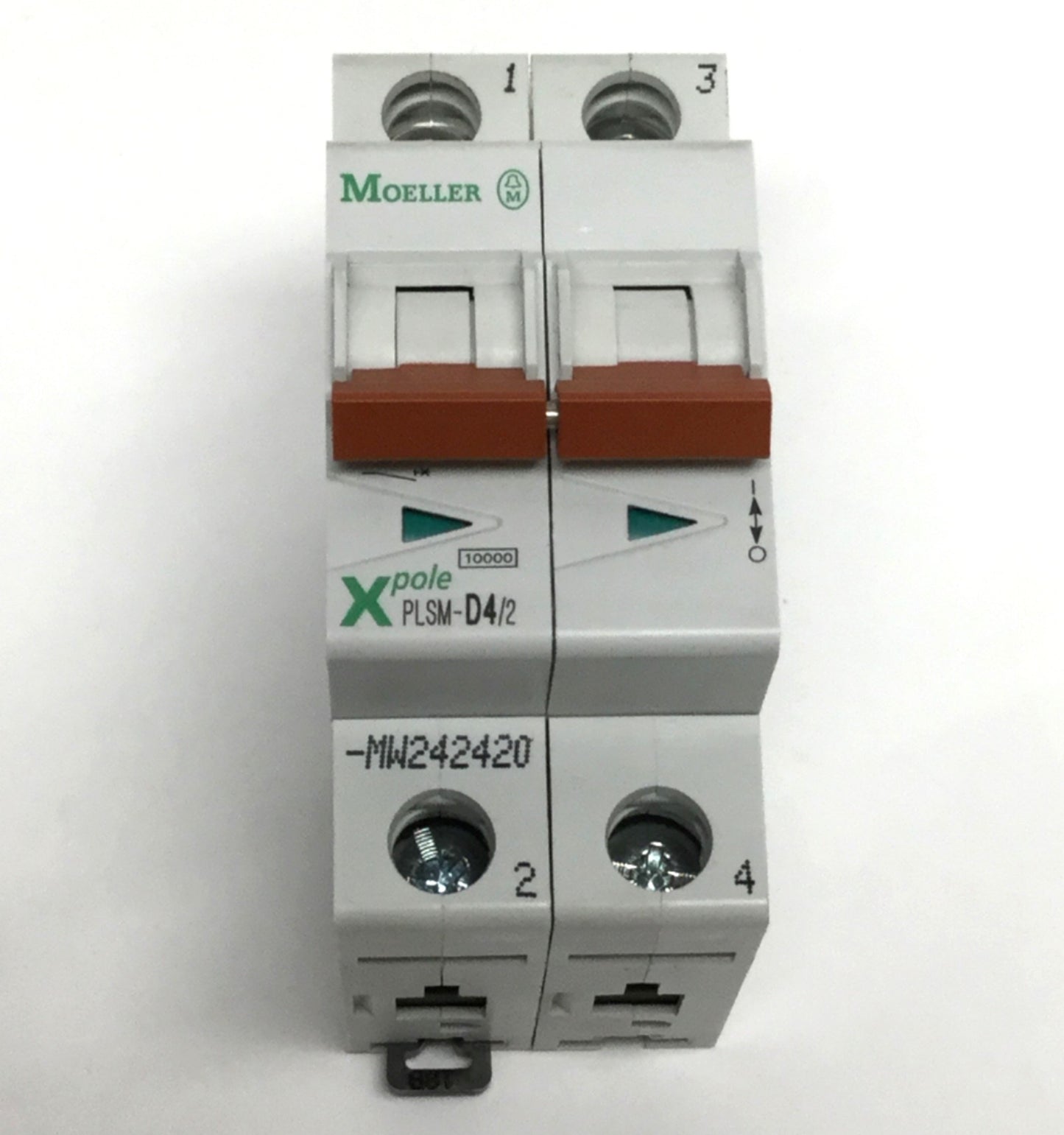 Used Moeller PLSM-D4/2 Xpole Mini Circuit Breaker 2-Pole, 4A, 400VAC, D-Curve Trip