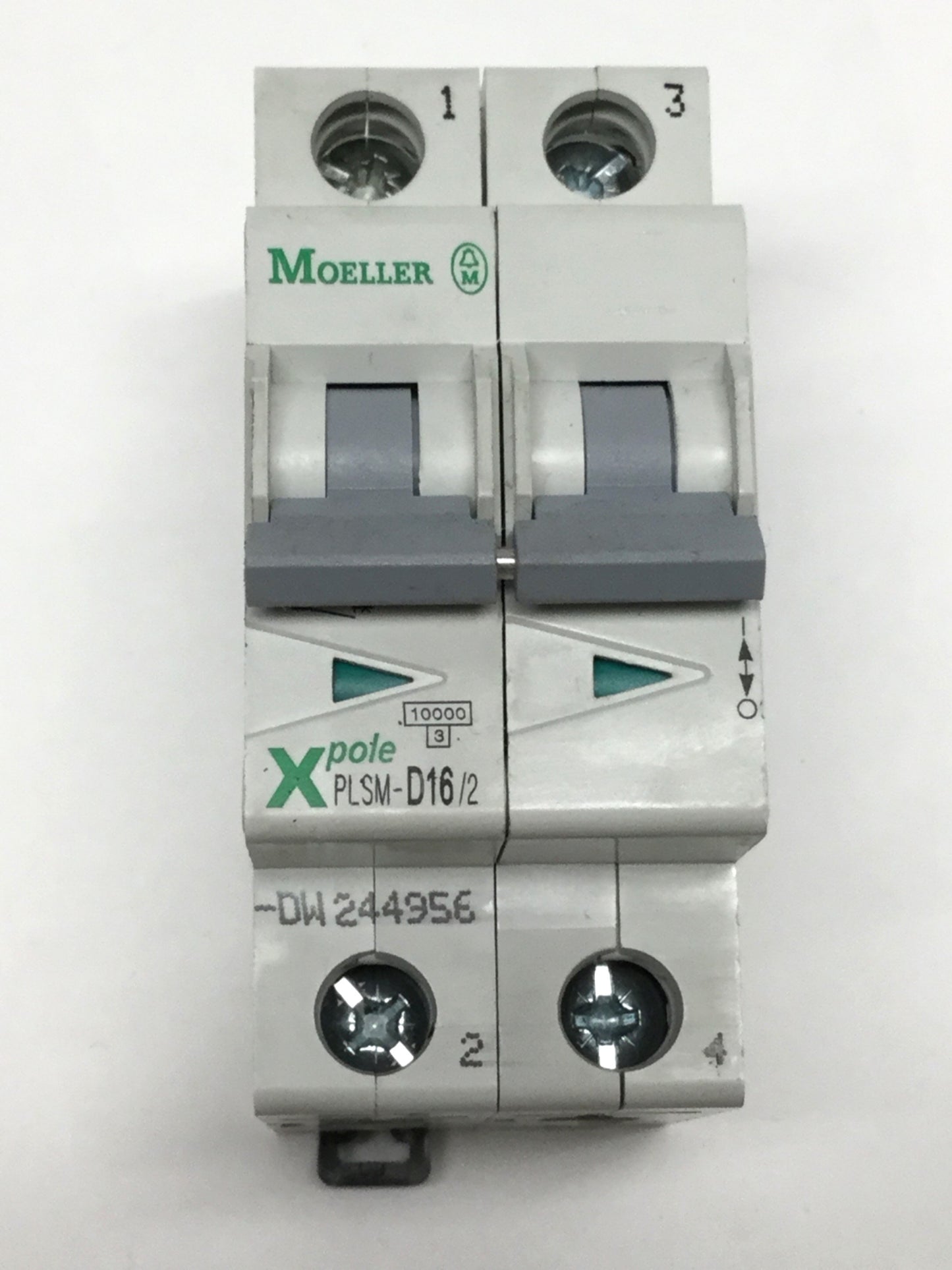 Used Moeller PLSM-D16/2-DW Xpole Circuit Breaker 2-Pole, 16A, 400VAC, D-Curve Trip