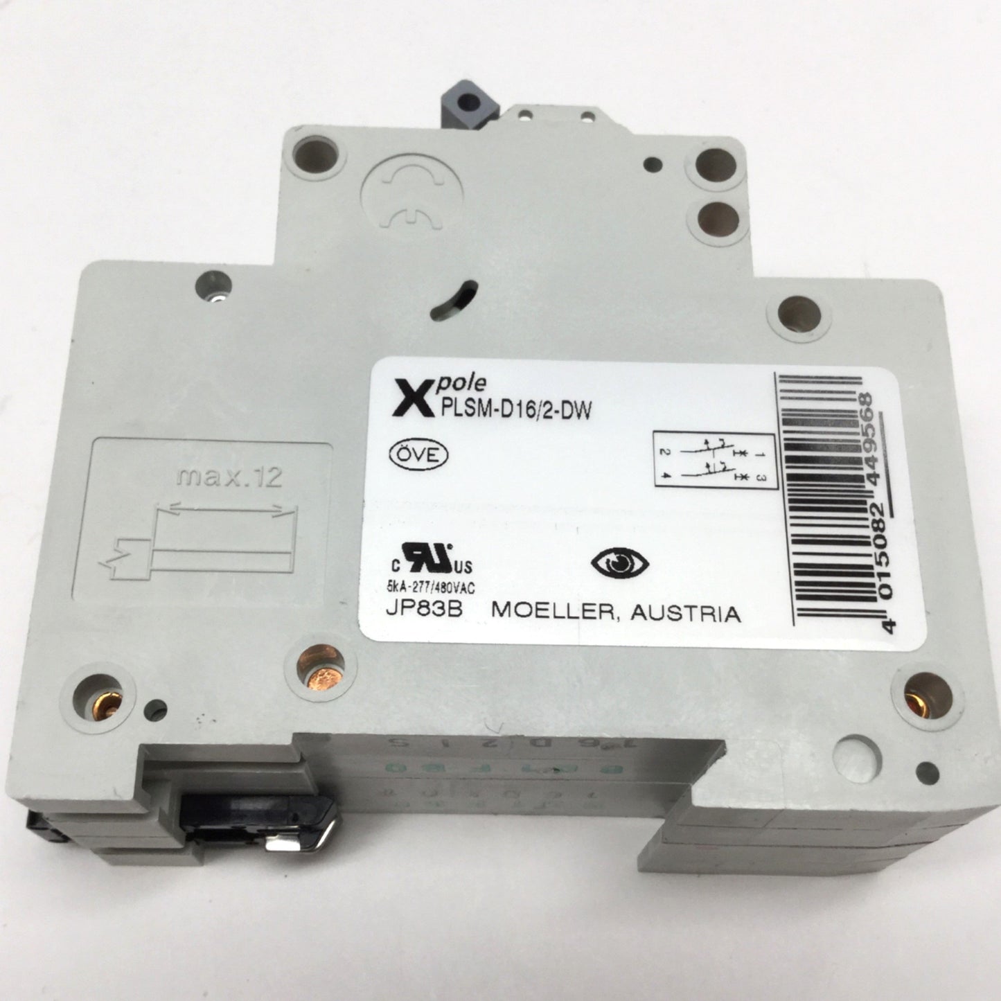 Used Moeller PLSM-D16/2-DW Xpole Circuit Breaker 2-Pole, 16A, 400VAC, D-Curve Trip