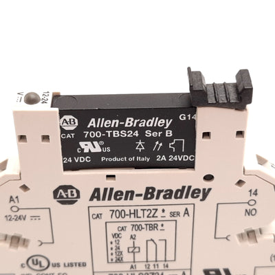 Used Allen Bradley 700-TBS24 Solid State Relay, Coil: 24VDC, With 700-HLT2Z Socket