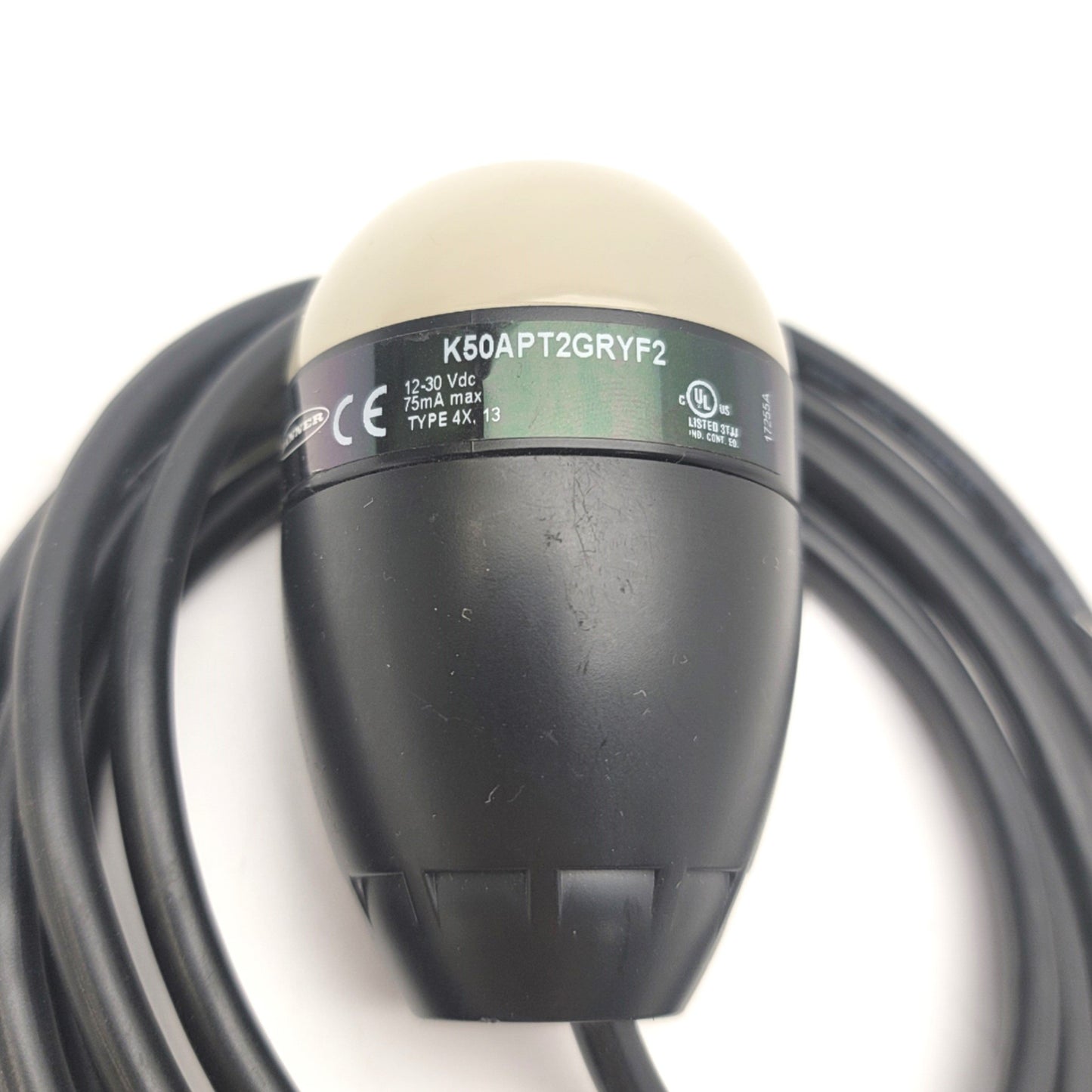 New – Open box Banner Engineering K50APT2GRYF2 Illuminated Touch Button 12-30VDC, PNP, Gr Rd Yl