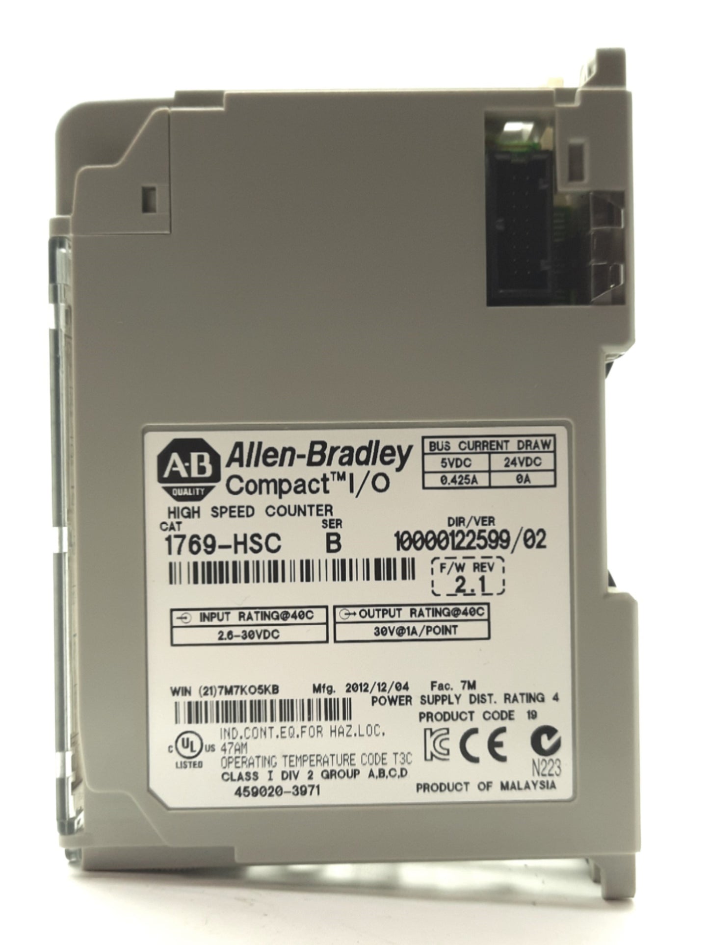 Used Allen Bradley 1769-HSC Ser B High Speed Counter I/O Module 2x 1MHz Inputs 4x Out