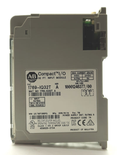 Used Allen Bradley 1769-IQ32T Ser. A Compact I/O Digital Input Module 32-Point 24VDC