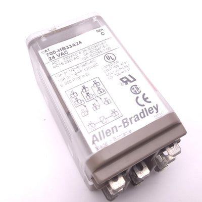 Used Allen Bradley 700-HB33A24 Control Relay 3PDT Coil: 24VAC Contact: 240VAC 10A