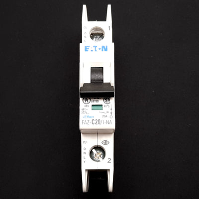 Used Eaton FAZ-C20/1-NA Circuit Breaker, 1-Pole, C-Curve, 48VDC 277VAC 20A