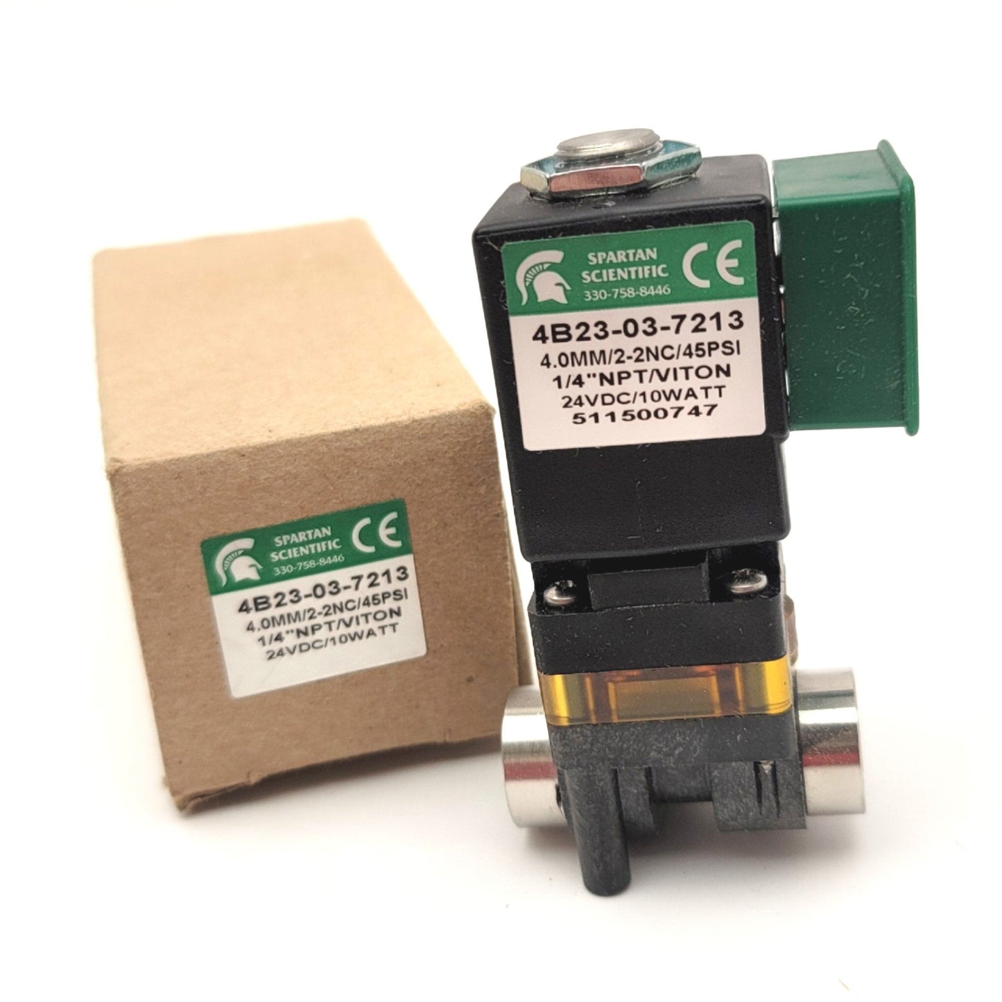 New Spartan Scientific 4B23-03-7213 Solenoid Valve 2-Way 2-Position, 1/4"NPT, 24VDC