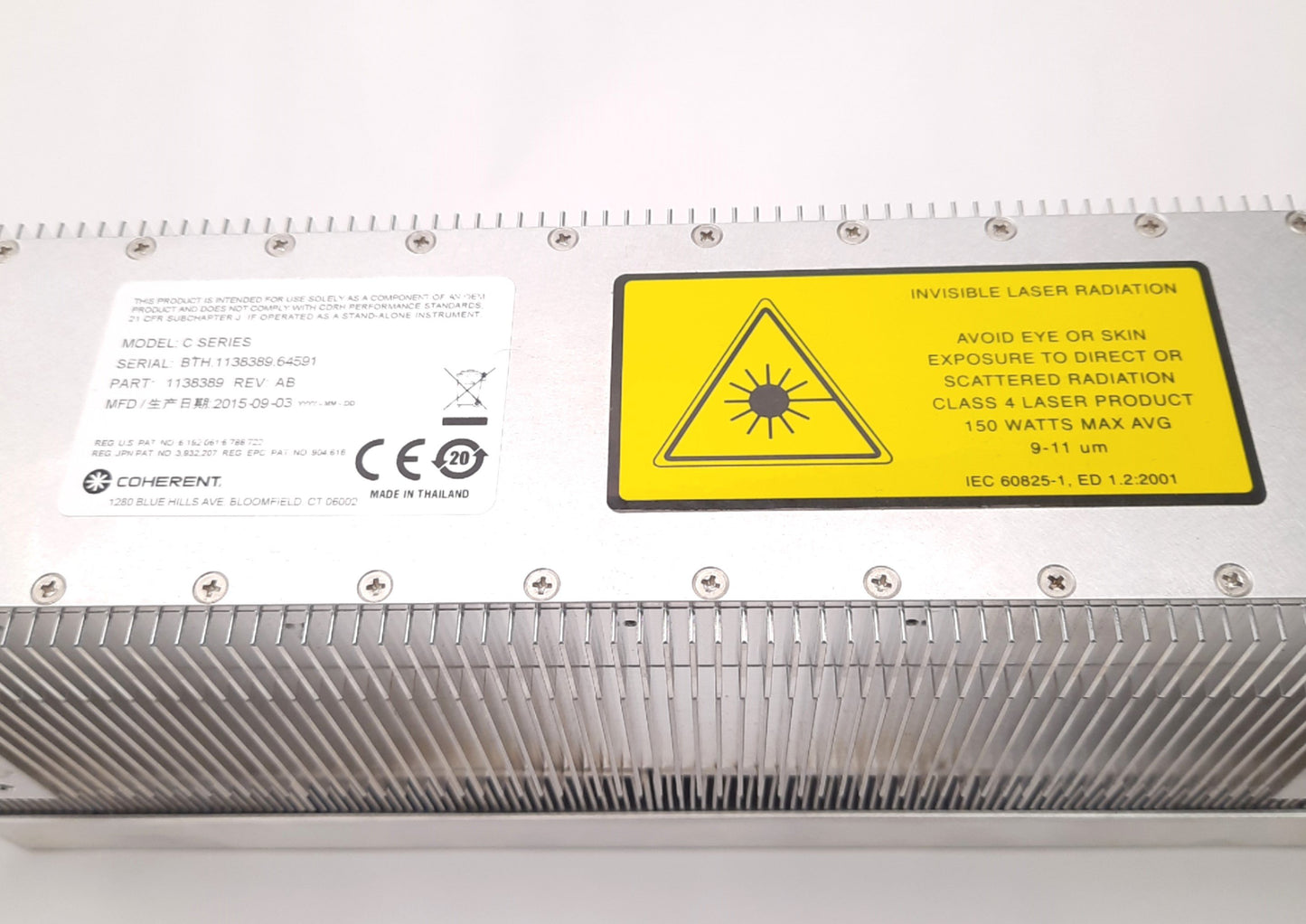 Used Coherent C-30 CO2 Laser Head w/ Shutter 30W Output 10.6µm RJ45 I/O, 48VDC 12A