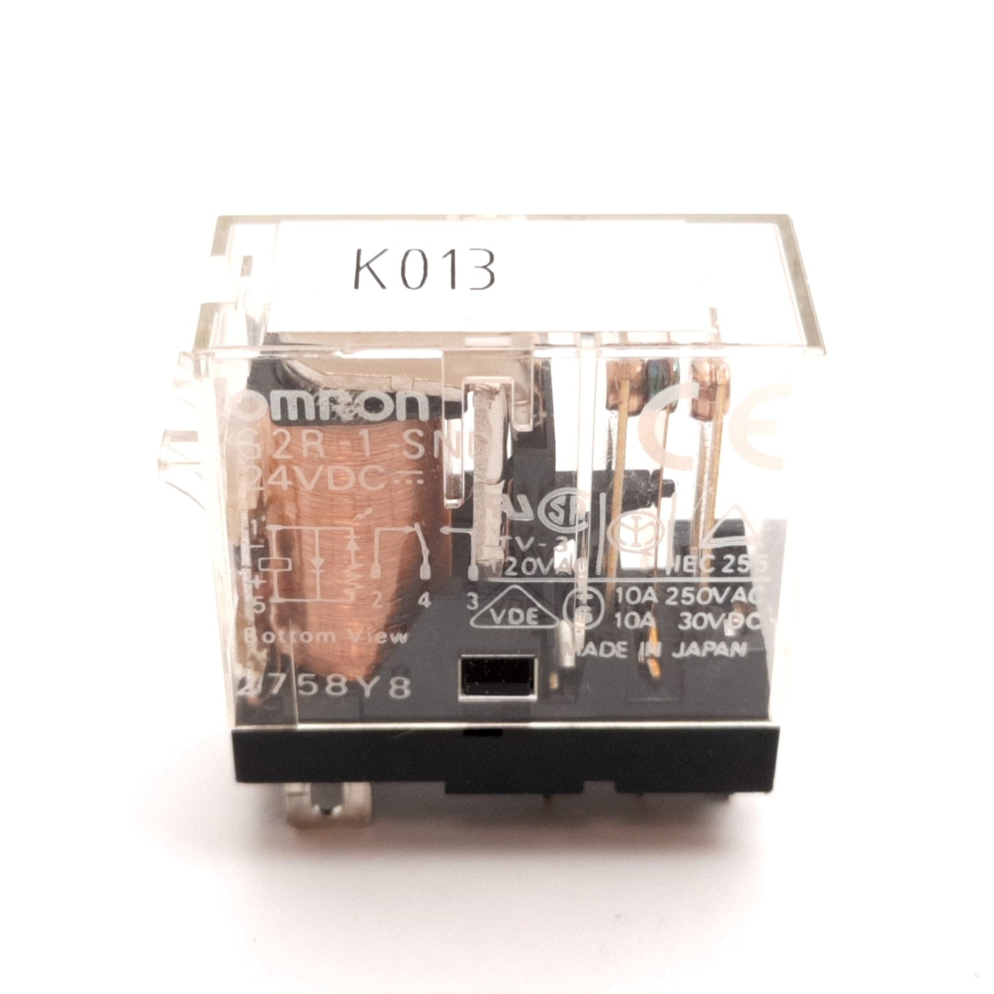 Used Lot of 7 Omron G2R-1-SND Power Relay, Coil: 30VDC, Contact: 250VAC, 10A SPDT