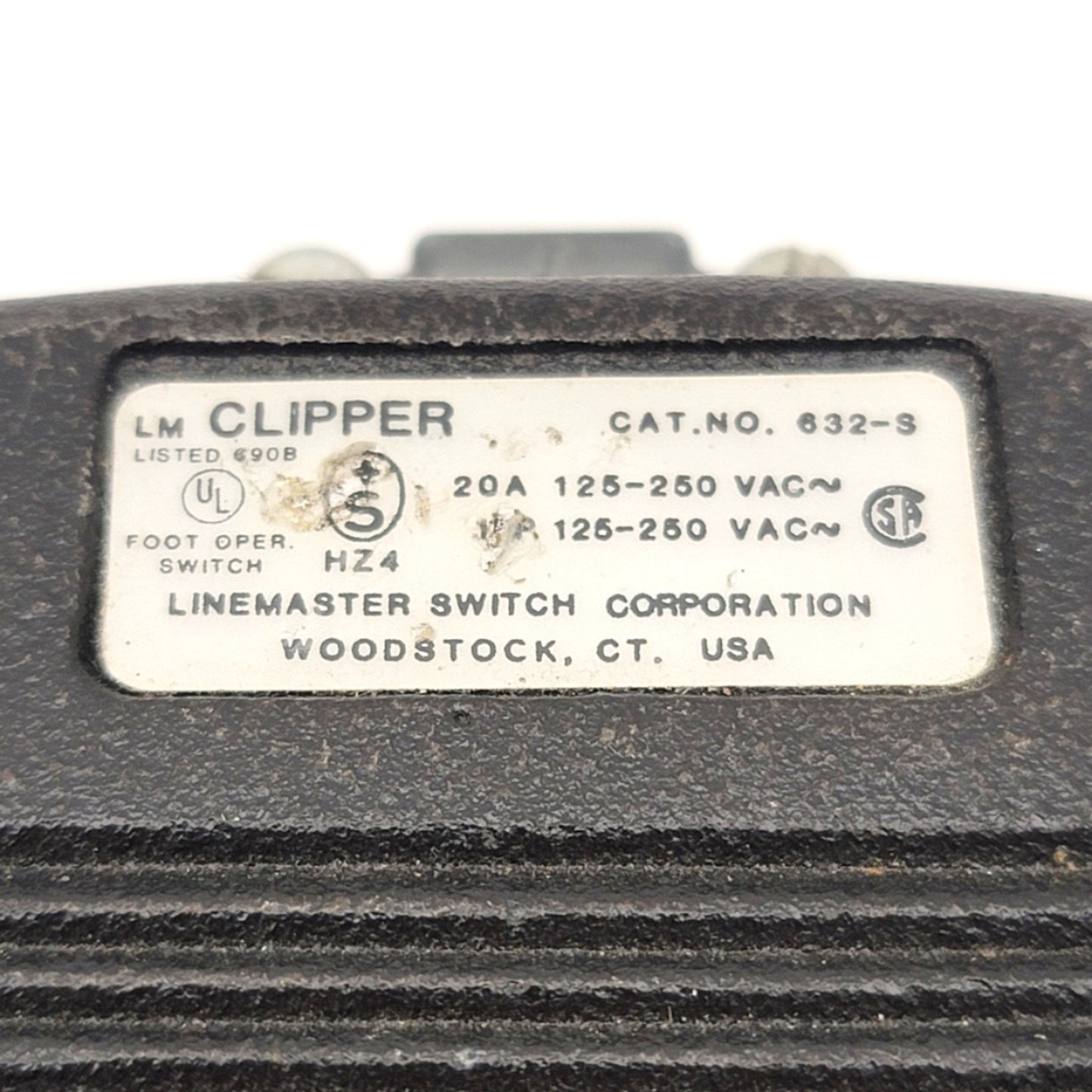 Used Linemaster Clipper 632-S Single Momentary Footswitch, SPDT, 20A, 125-250VAC, 1HP