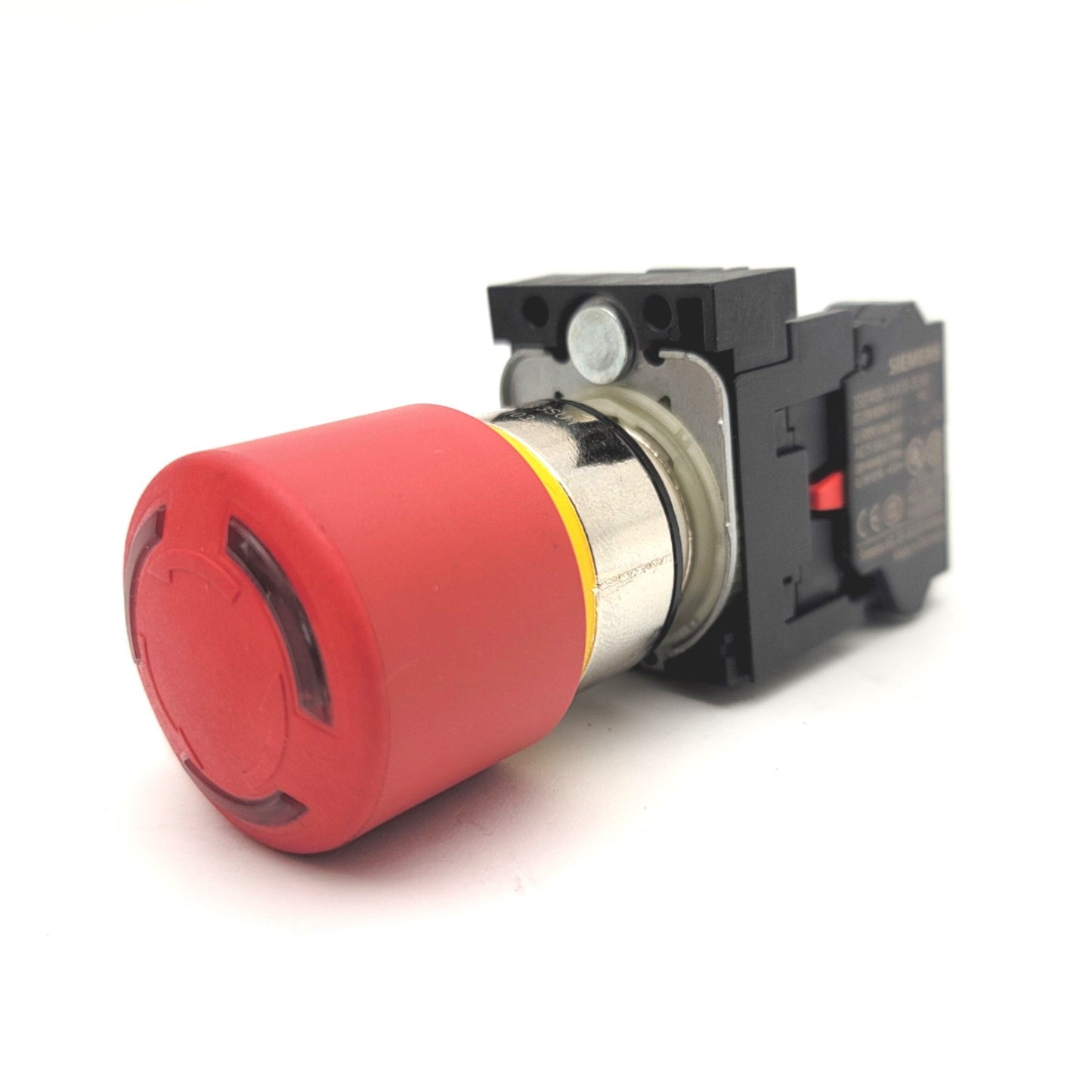 Used  Siemens 3SU1051-1GB20-0AA0 Emergency Stop Button W 3SU1400-1AA10-3CA0 Contact