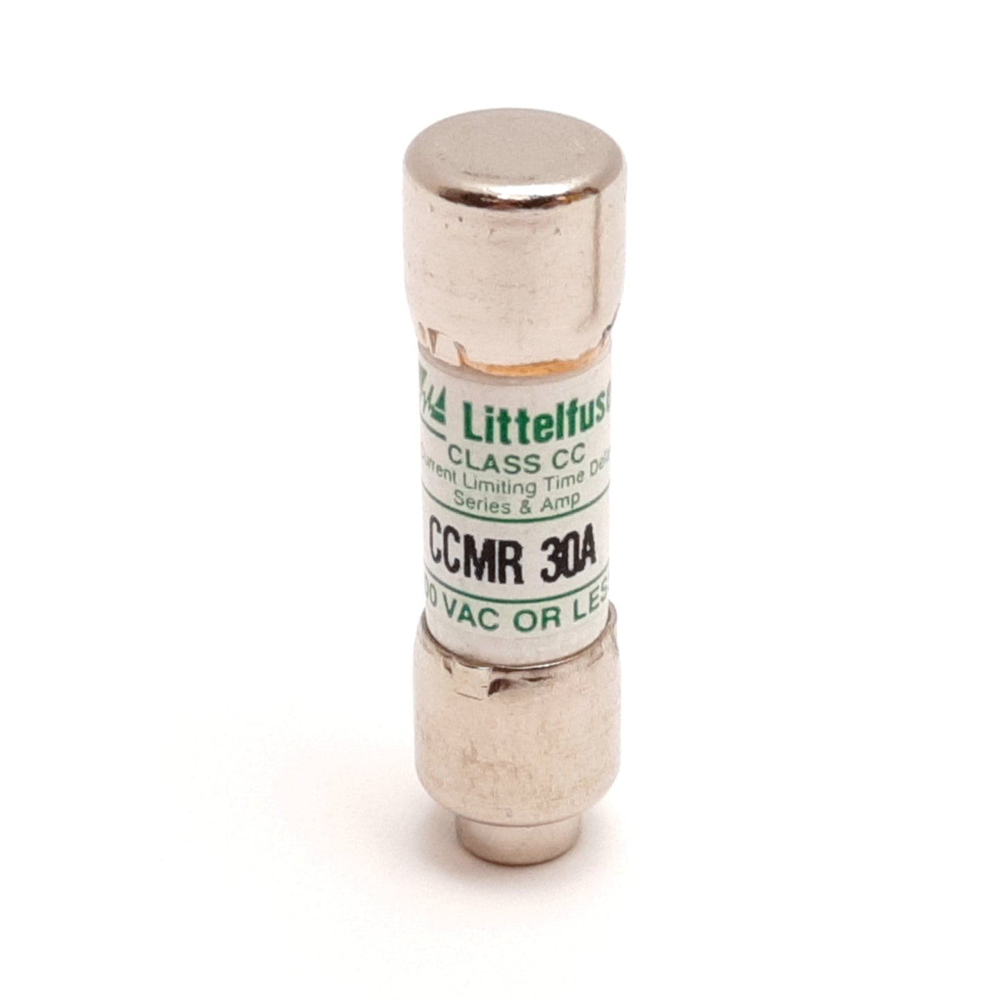 Used Lot of 2 Littelfuse CCMR 30A Time-Delay Fuse, Class CC, 30A 600VAC, 1.5" x 0.4"