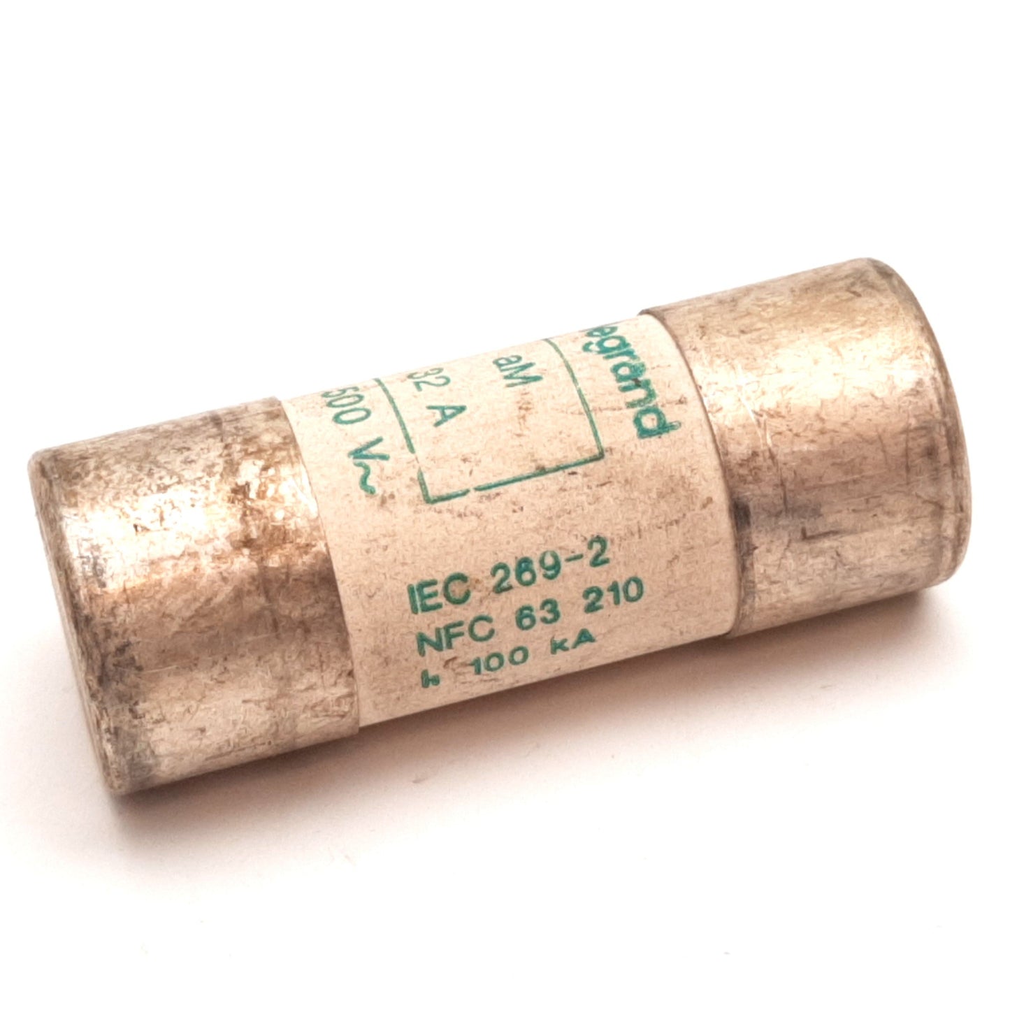 Used Lot of 3 Legrand aM 32A HRC Cartridge Fuse, Rating: 32A 500VAC, 2.24" x 0.87"
