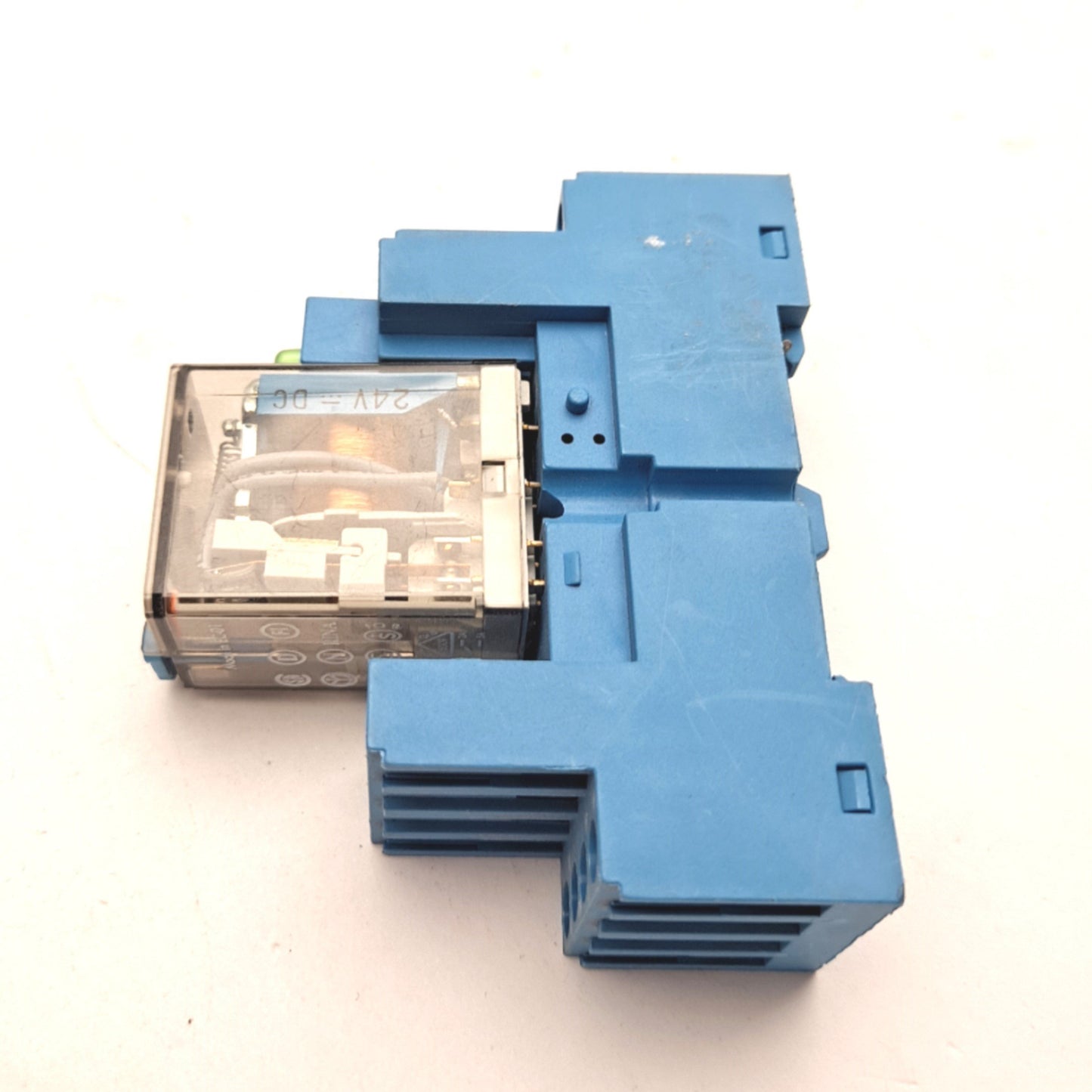 Used Finder 55.34.9.024.0040 Relay Coil: 24VDC Contact: 250V 5A 4PDT with Base