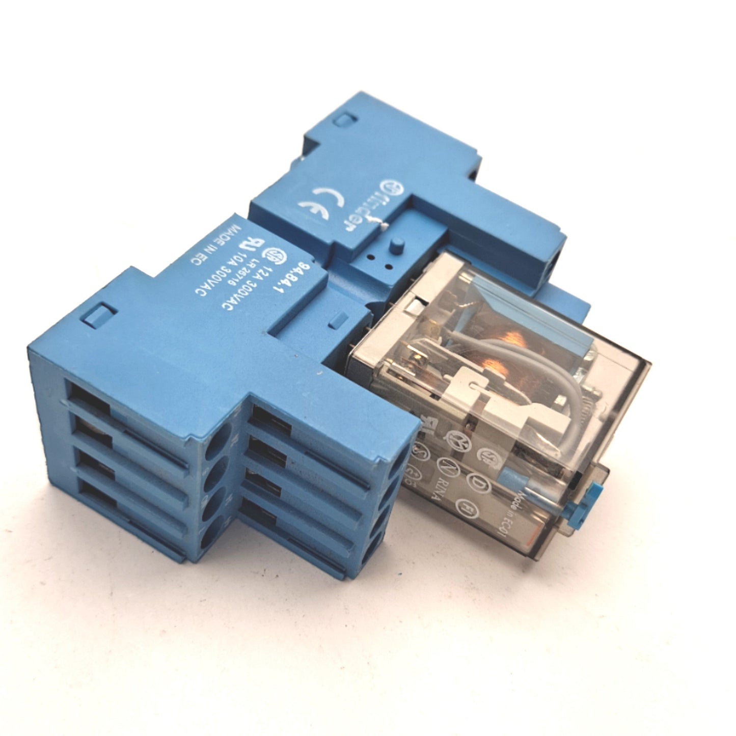 Used Finder 55.34.9.024.0040 Relay Coil: 24VDC Contact: 250V 5A 4PDT with Base