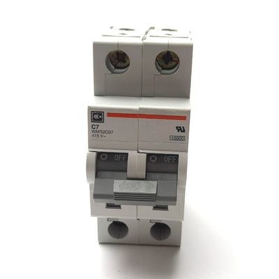 Used Cutler Hammer WMS2C07 C7 Circuit Breaker, 2-Pole, C-Curve, Rating: 7A 415VAC